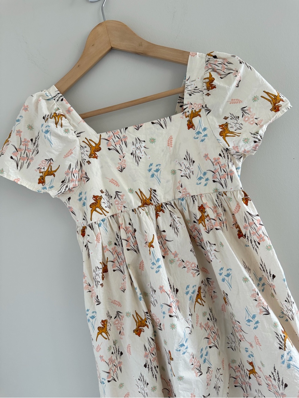 Disney Bambi Cottagecore Dress Floral‎ Puff Sleeve Smocked Fairycore XL 14